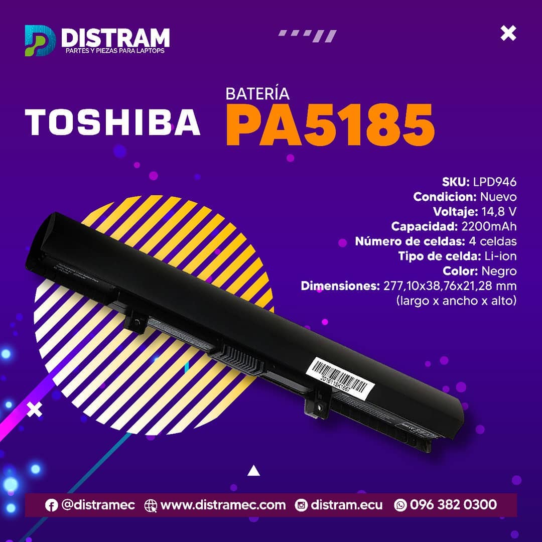 BATERIA TOSHIBA PA5185U laptop (2200mAh, 4 cells)