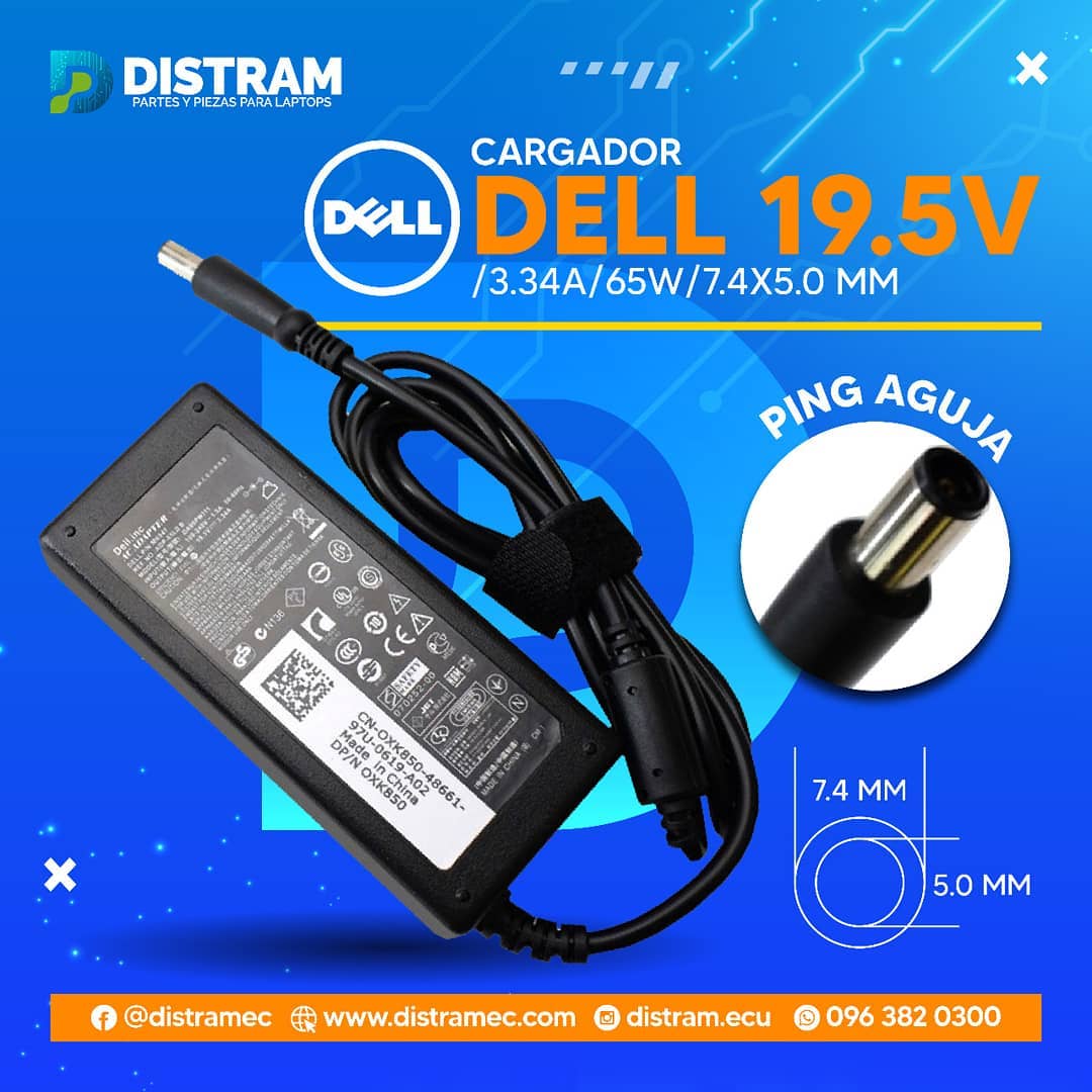 CARGADOR DELL PA-12 19.5V/3.34A/65W/7.4X5.0MM PLUG AGUJA