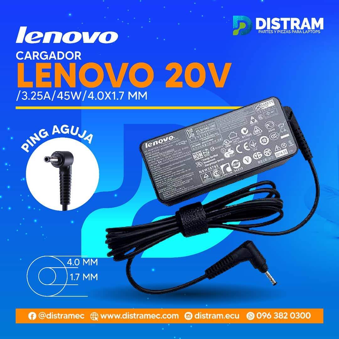 CARGADOR LENOVO 20V/3.25A/45W/4.0X1.7MM