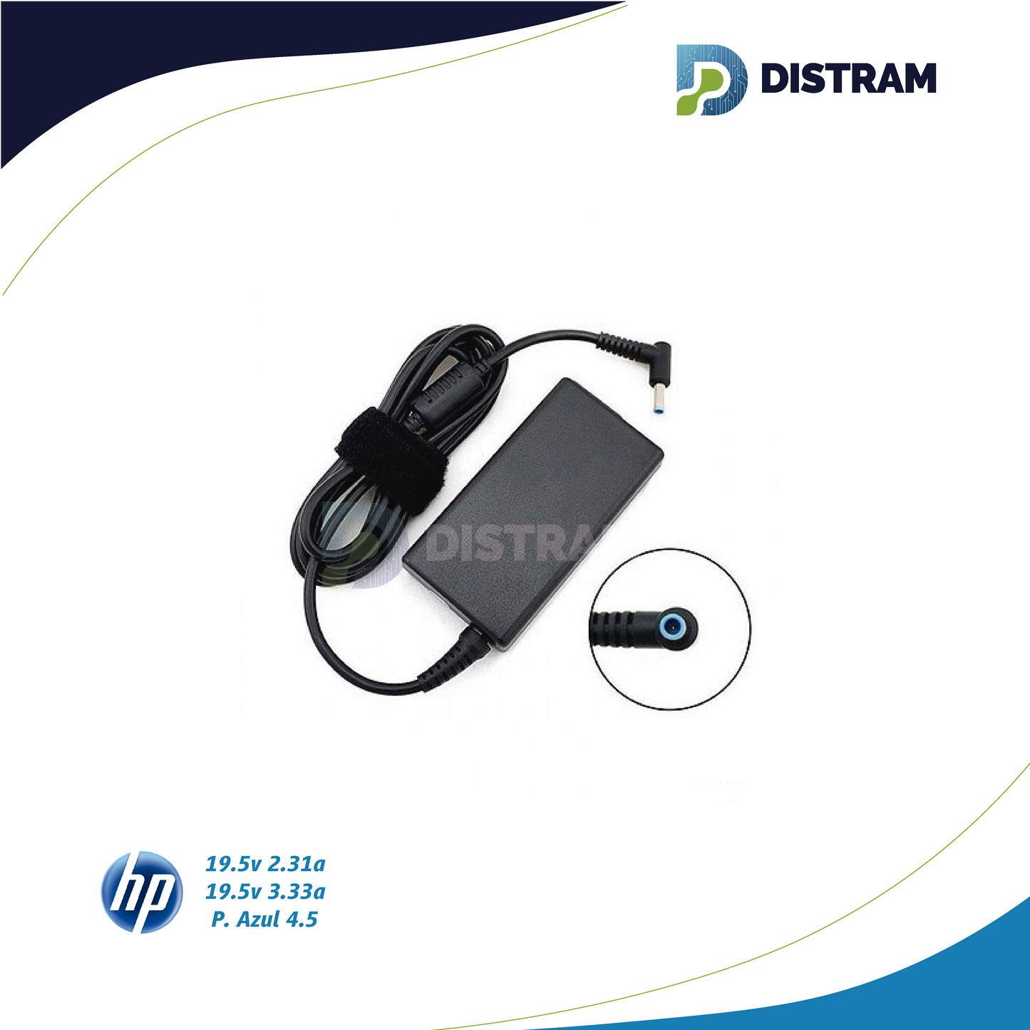 CARGADOR HP 19.5V/3.33A/65W/4.5X3.0MM PLUG AZUL