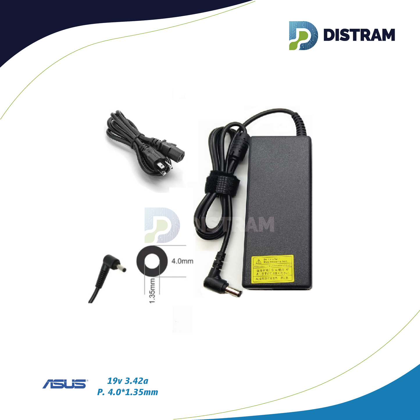 CARGADOR ASUS 19V/3.42A/45W/1.35X4.0MM PLUG DELGADO