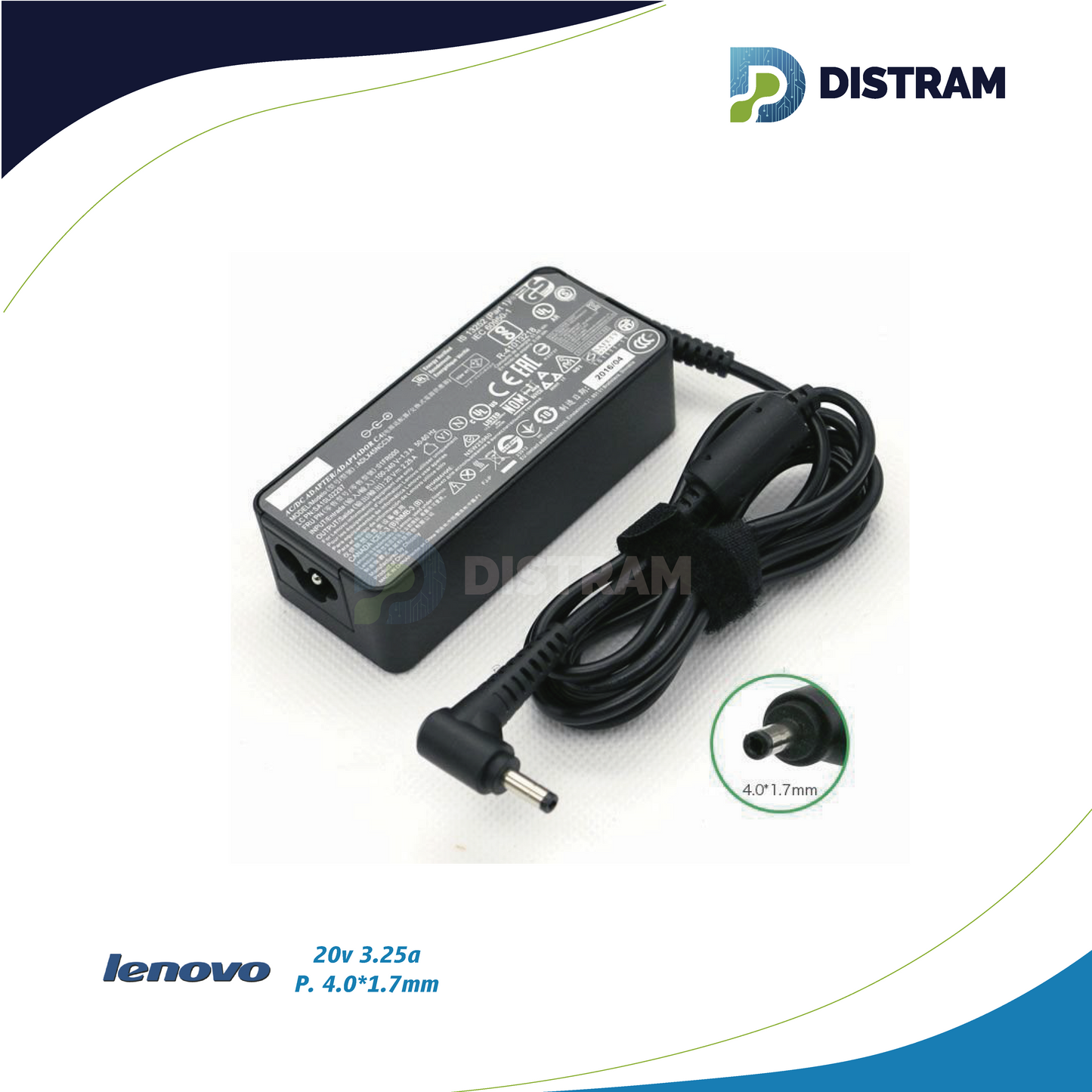 CARGADOR LENOVO 20V/3.25A/45W/4.0X1.7MM