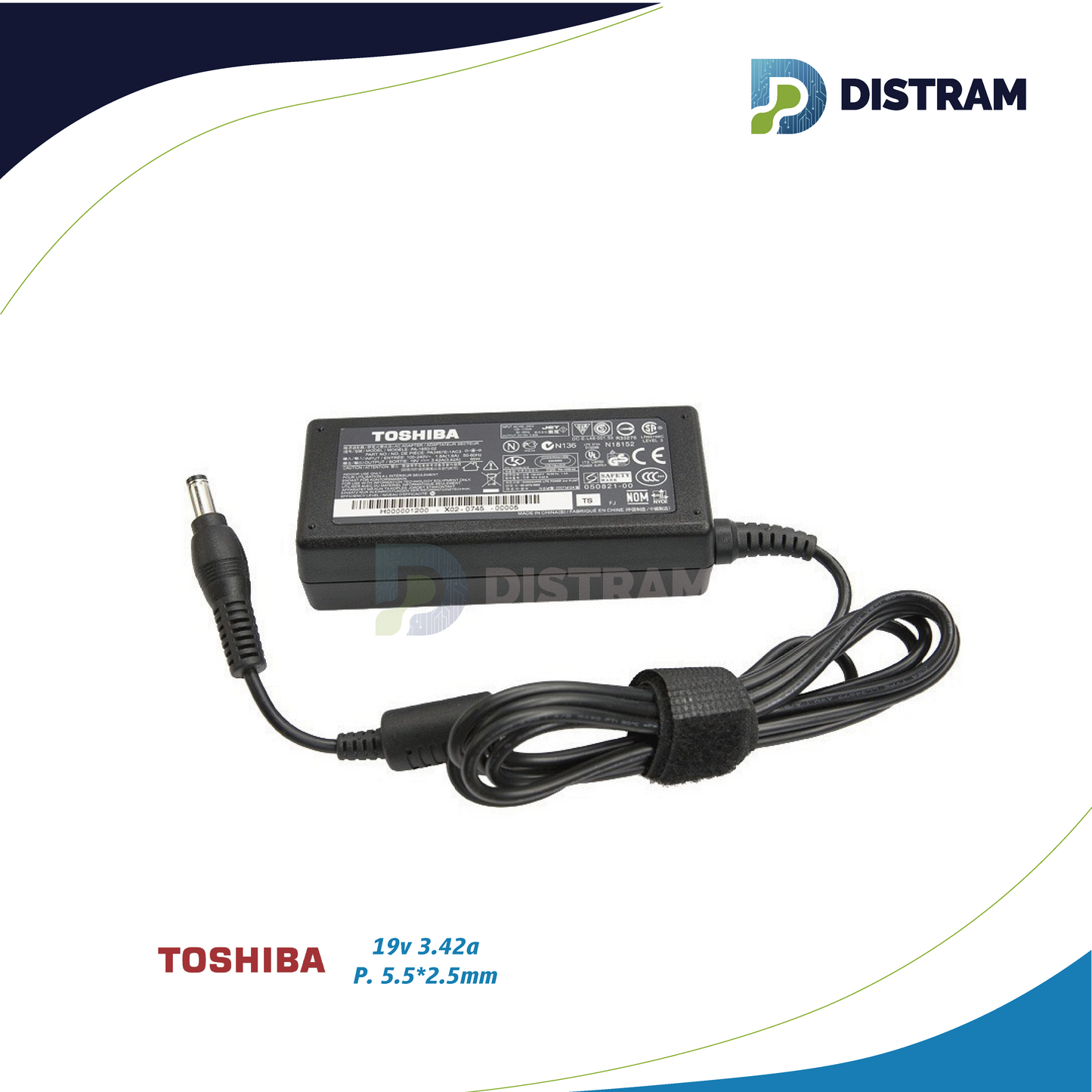 CARGADOR TOSHIBA 19V/3.42A/45W/5.5X2.5MM