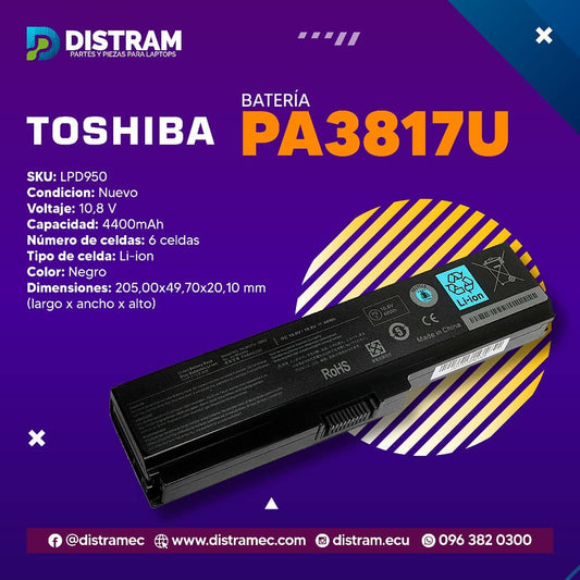 BATERIA TOSHIBA PA3817U-1BAS laptop (4400mAh, 6 cells)